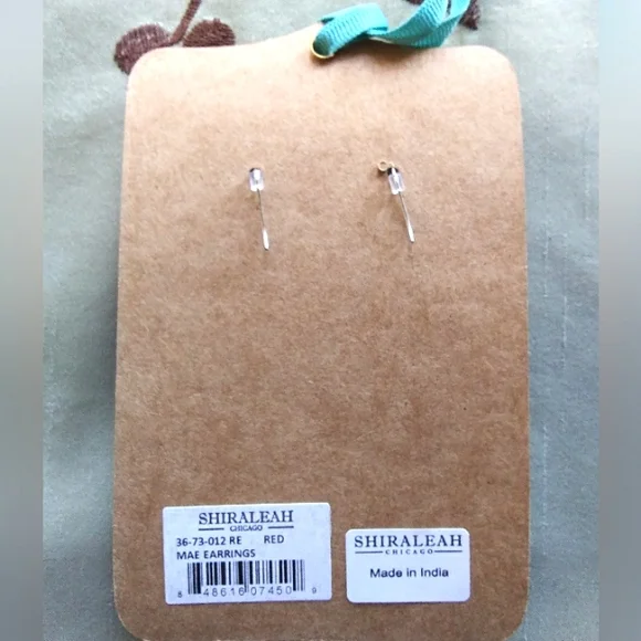 Shiraleah Mae Red Stone Dangle Earrings - Picture 5 of 6